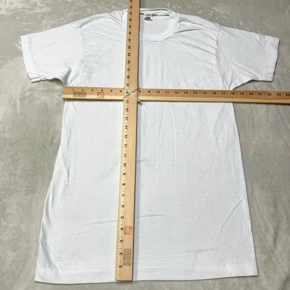 Vintage 80s Fruit Of The Loom Plain White T-Shirt Single Stitch Size L *READ - Picture 6 of 7